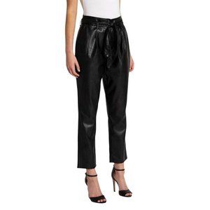 Paige Melila Black Leather Faux Paperbag Waist Pant Size 4 New